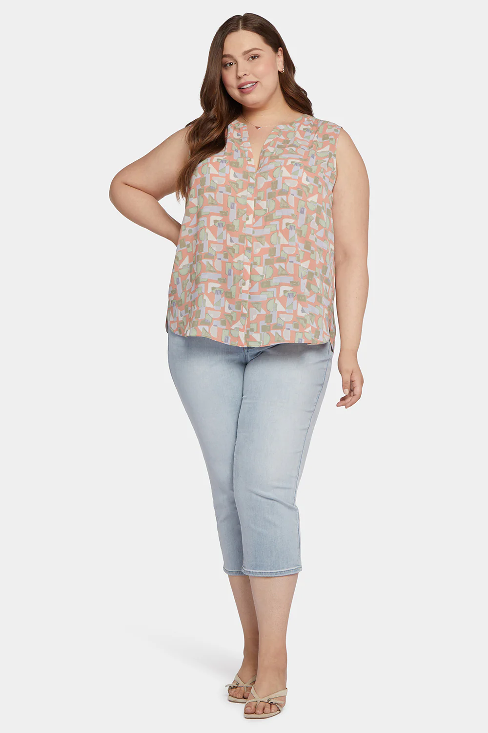 Sleeveless Pintuck Blouse In Plus Size - Cielo Vista - Image 5