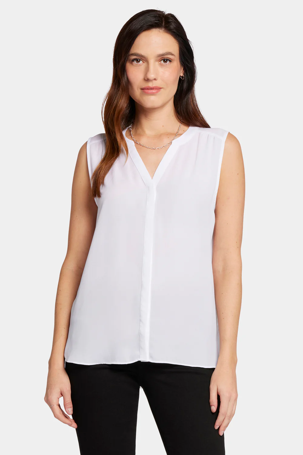 Sleeveless Pintuck Blouse - Optic White - Image 4