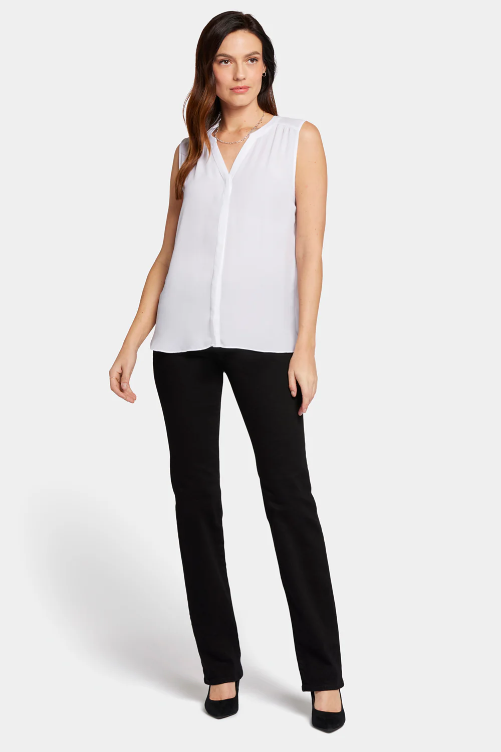 Sleeveless Pintuck Blouse - Optic White - Image 5