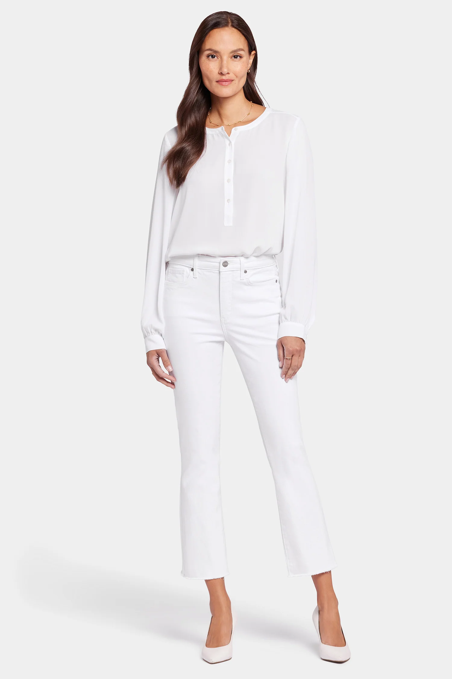 Slim Bootcut Ankle Jeans - Optic White - Image 4