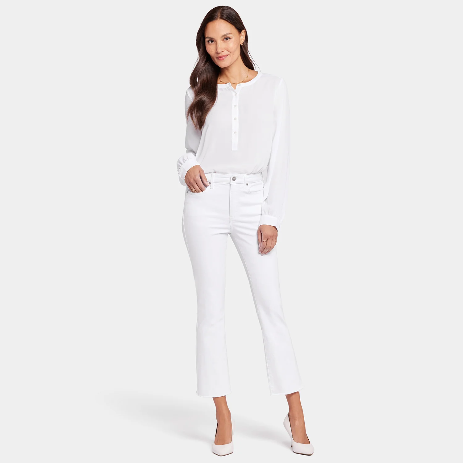 Slim Bootcut Ankle Jeans - Optic White - Image 8