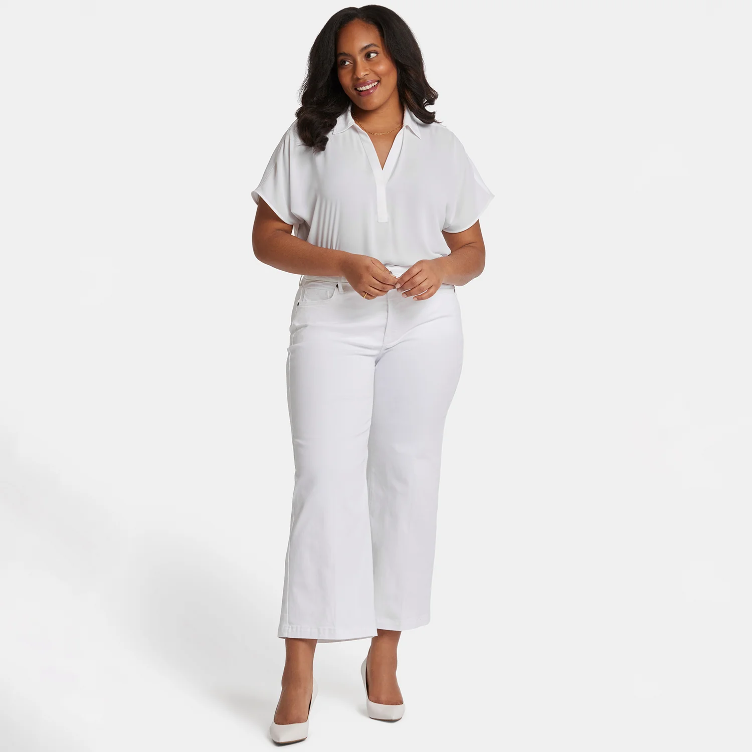 Teresa Wide Leg Ankle Jeans in Plus Size - Optic White - Image 7