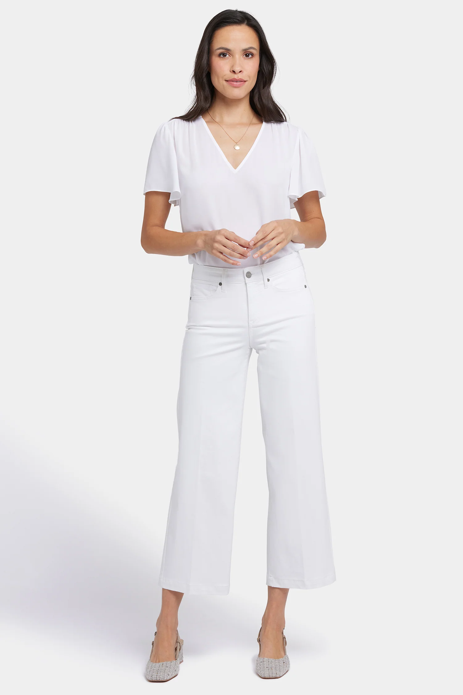Teresa Wide Leg Ankle Jeans - Optic White - Image 4