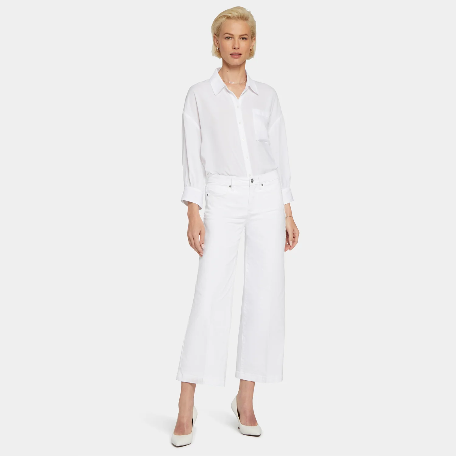 Teresa Wide Leg Ankle Jeans - Optic White - Image 7